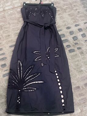 Hemant & Nandita Strapless Black Cutout palm Dress with Waist Tie- NWT